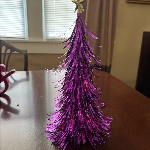 Vibrant Pink 'Cheers' Sign with Purple Tinsel Trees - Picture 4 of 4
